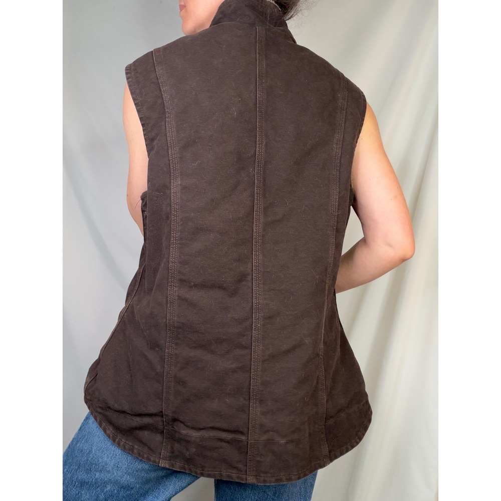 Carhartt Sandstone Mock Neck Sherpa Lined Vest Dark Brown WV001 Vintage Y2K L - Picture 14 of 15